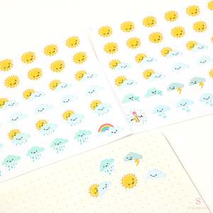 Kawaii Weather Icon Bujo Planner Stickers: approx 0.5 in (6 mm)
