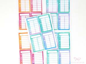 Weekly Sidebar Work Habit Tracker Bujo Planner Stickers: 1.5in (38mm) Wide