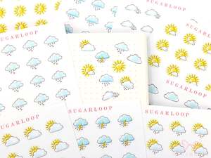 New Releases: Watercolor Hand Drawn Doodle Weather Planner and Journal Stickers Icons