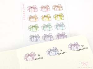 Gift Birthday Celebration Stickers for Planners & Bujo Journals