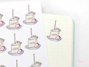 New Releases: Cute Birthday Slice with Candle - Reminder Stickers