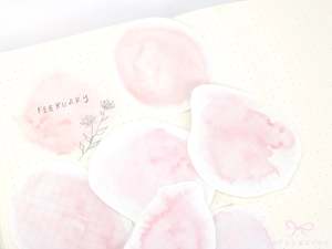 Washi Paper Stickers: Watercolor Washi Planner and Journal Sticker Flakes: Light Pink Wash