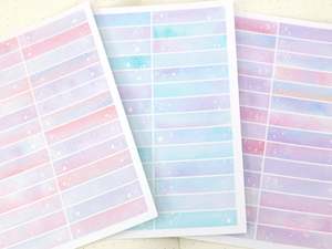 Whimsical Watercolor Moon & Stars Planner Stickers: 6 mm tall strips