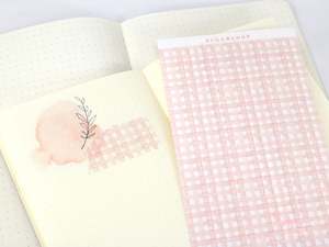 Washi Paper Printed Pattern Sheet for Planners and Journals: Pink Gingham
