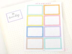 Whimsical Grid Scalloped Half Box Frame Planner and Journal Stickers