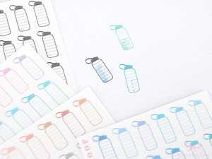 Daily Trackers: Gym Water Bottle Bujo Planner Stickers Hydrate Tracker