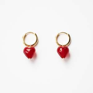 Earrings: AMORE | Red Glass Hearts