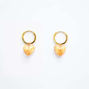 Amore: AMORE | Amber Cloudy Glass Hearts