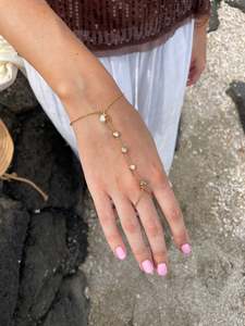 Sample Sale June: Hand Chain | Pearl + Blue Stone