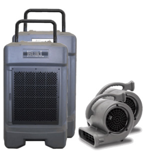 Products: Builders Special - 2 x 85L commercial dehumidifiers plus 2 x Air movers for 4 days - Eurotech Industries NZ