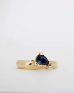 Blue Pear Sapphire Ring & 9ct Yellow Gold