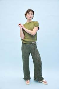 Sale: Light Foam Knit Trouser in Dark Green