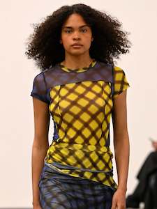 Verner: Criss-Cross Tee in Blue and Yellow
