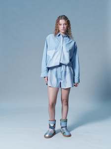 Verner: Quilt Star Business Shirt in Blue and White