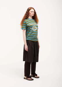 Pinstripe Pleat Shorts in Brown & White