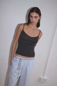 Tops: Ribbed Tank in Dark Charcoal