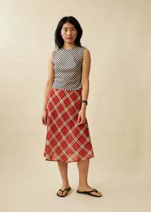 Slip Skirt in Vermillion Tartan
