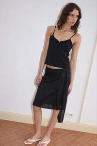 Bottoms: Scarf Midi Skirt in Black
