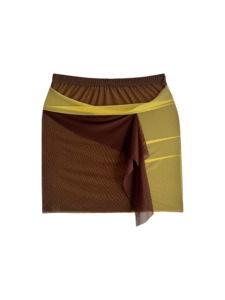 Bottoms: Double Layer Mesh Mini in Brown over Yellow