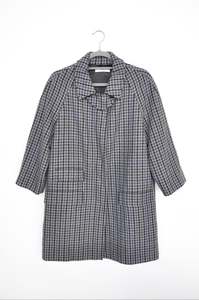 Preloved: Prada Houndstooth Coat - ash grey/blue/black