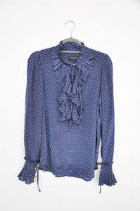 Preloved: Lee Mathews Polka Dot Blouse - blue/white