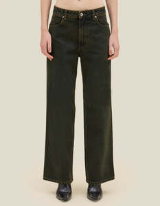 Wide Leg Jean in Moss