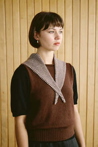 Daisy Scarf in Chestnut & Ivory Stripe