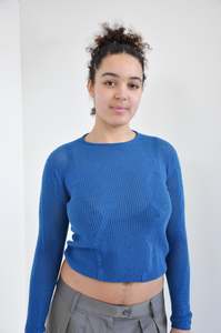 Slow Mesh Knit Longsleeve in Bright Blue