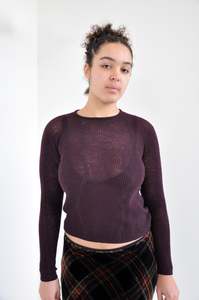 Slow Mesh Knit Longsleeve in Auburgine