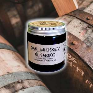 Soy Candles: Oak, Whiskey & Smoke scented soy candle. 80g