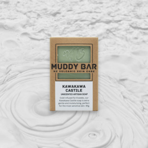 Muddy Bar Soap: KAWAKAWA CASTILE SOAP with volcanic clay.