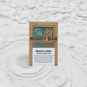 Muddy Bar Soap: BEACH LINEN SOAP, with volcanic clay.