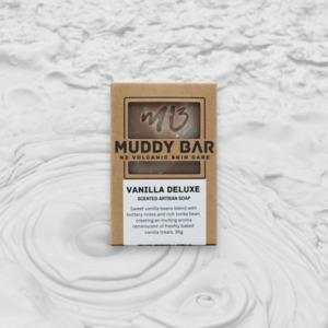Muddy Bar Soap: VANILLA DELUXE SOAP, with volcanic clay.
