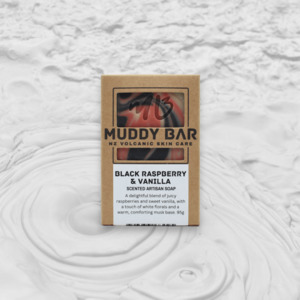 Muddy Bar Soap: BLACK RASPBERRY & VANILLA SOAP, with volcanic clay.