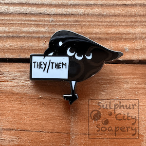 Proud As Punch: They/Them black bird - Pride Pin.