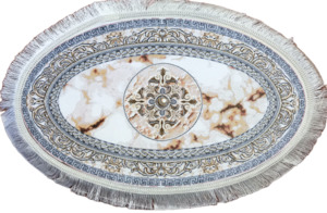 Scatter Rugs: Oval White Marble