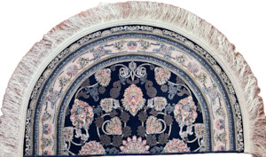 Scatter Rugs: Semi-circle Ornamental Blue I