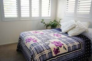 Double Blankets: Gray Checks and Purple Florals - ‘Shadilon’ Mink Blanket (Double)