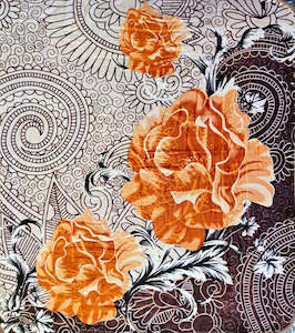 Double Blankets: Brown and Orange Spirals - ‘Atis’ Mink Blanket  (Double)