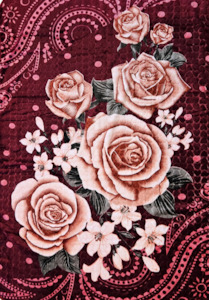 Single Blankets: Maroon Rose - 'Ronja' Mink Blanket (Single)