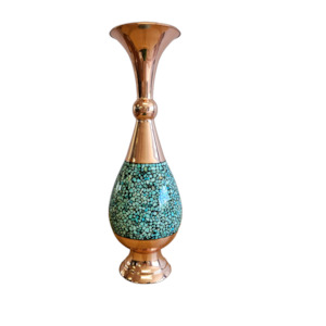 Aqua Droplets - Copper Vase With Round Rim