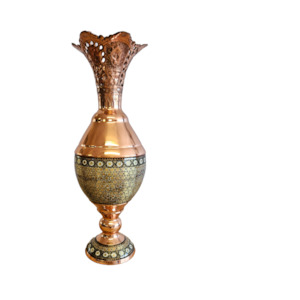 Copper Decor: Tawny Mosaic - Copper Vase with Fluted Rim