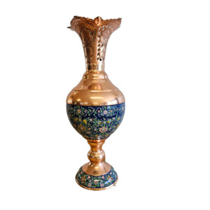 Blue Rose - Copper Vase with Fluted Rim