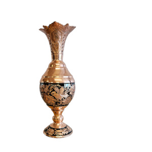 Black Etch - Copper Vase with Fluted Rim