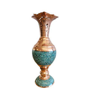 Copper Decor: Aqua Droplets - Copper Vase with Fluted Rim