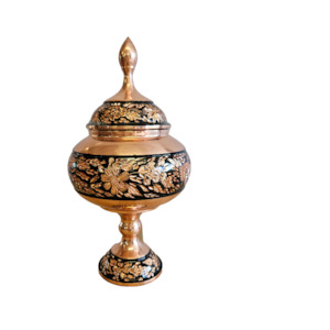 Black Etch - Copper Teardrop Standing Bowl with lid