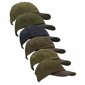 Tweed: W & H Derby Tweed Hoaden Baseball Cap W/ Leather Peak