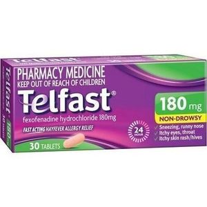 Products: Telfast 180mg 30 Tablets