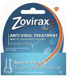 Products: Zovirax Cold Sore Cream 2g Pump Pack