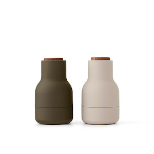 Gifts Over 100: Small Audo (Menu) Salt + Pepper Grinders - Hunting Green + Beige
